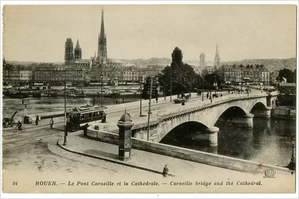 Corneille Bridge and Cathedral - Rouen, France