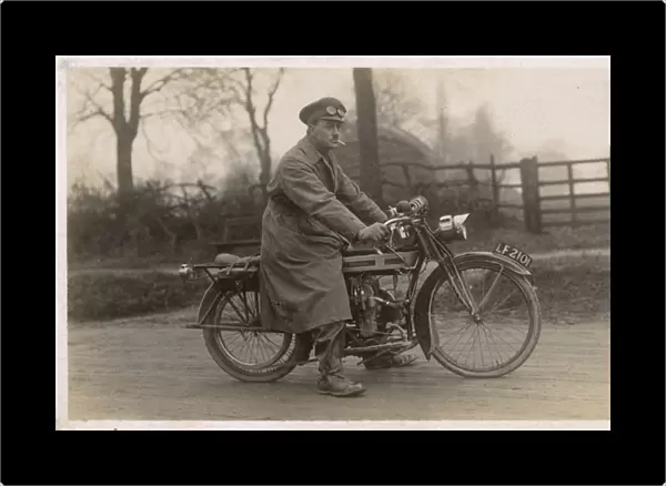 Despatch rider with Douglas motorcycle, WW1