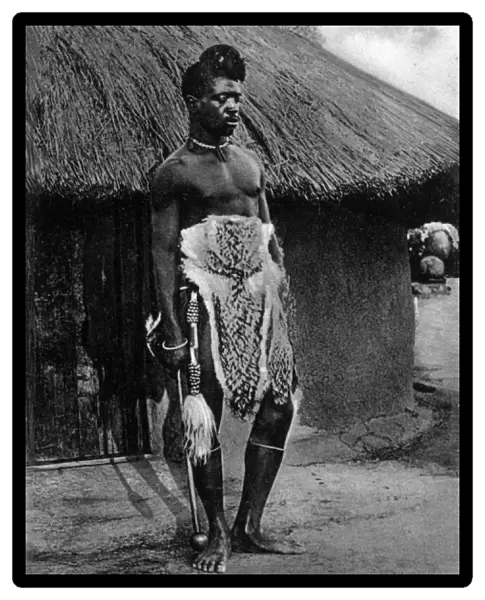 Native African Matabele chief warrior