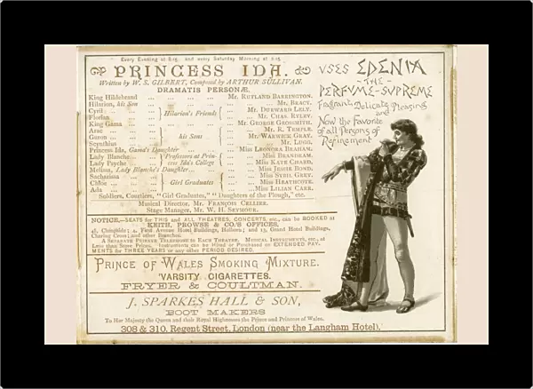 Cast list and adverts in Princess Ida programme