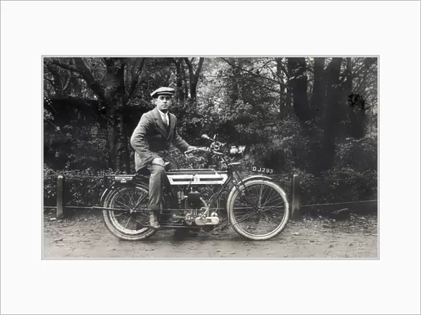 Man on a 1911 Triumph motorcycle