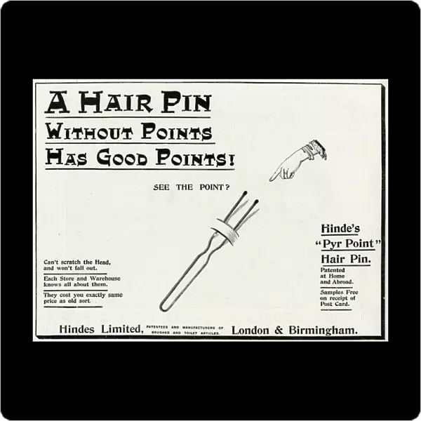 Advert for Hindes Limited the new hair pin 1893