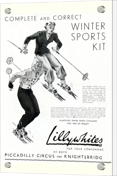 Advert for Lillywhites skiwear 1937