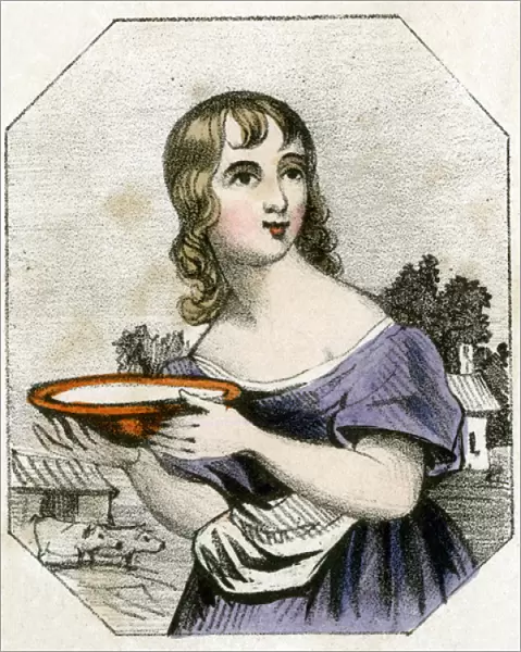 Young woman with dish of milk