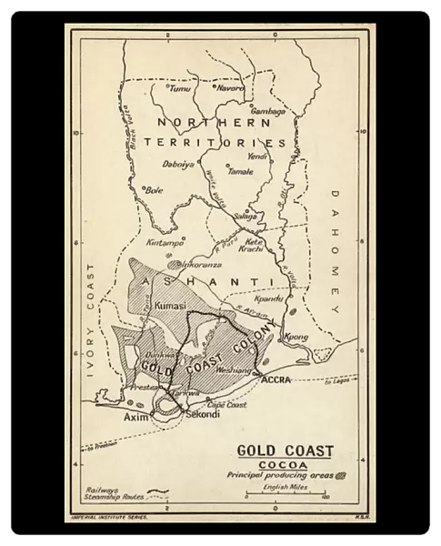 Map, Gold Coast Colony, Ghana, West Africa