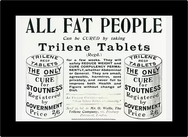 Advert for Trilene Tablets, weight loss 1898