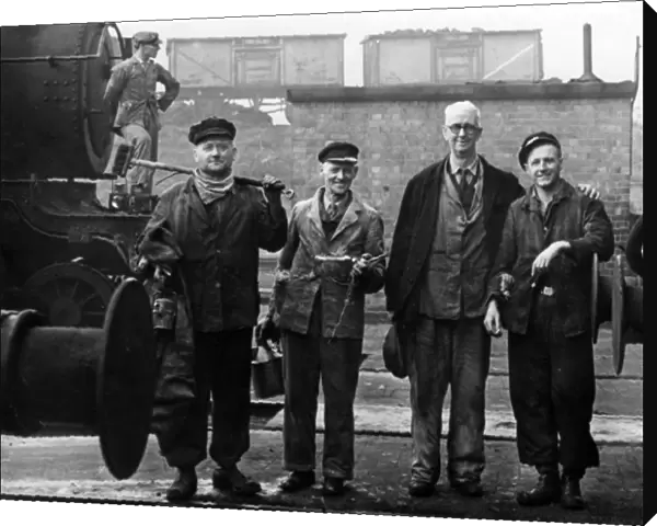 Steam fitters at loco shed, Exeter St Davids, Devon