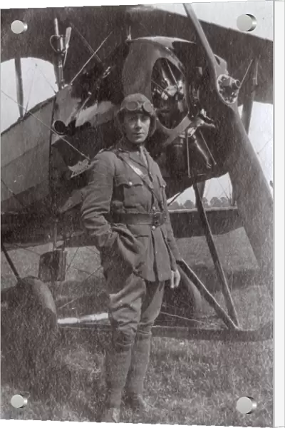 RFC pilot with plane, London Colney, Hertfordshire, WW1