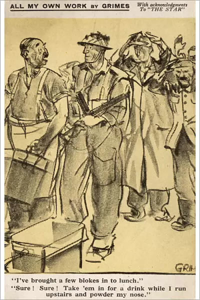 WW2 - Comic Postcard - Restaurateur in no hurry