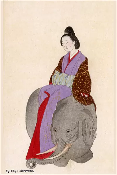 Maruyama Okyo - Woman sitting on an Elephants back