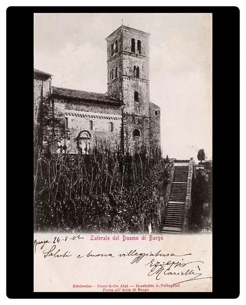 Barga, Italy - Side view of The Cathedral (Duomo)