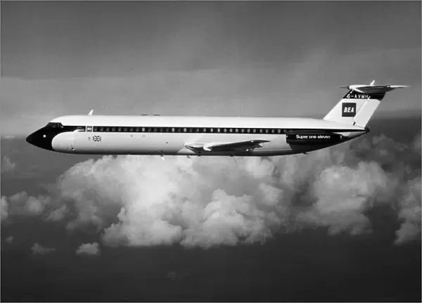 BAC 1-11. Bea BAC 1-11 Super One-Eleven Airliner Flying over Southern England