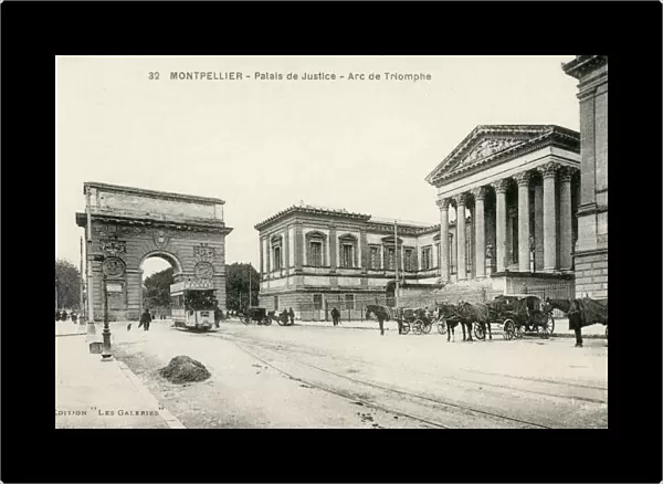 Montpellier, France - Palais de Justice and Arc de Triomphe