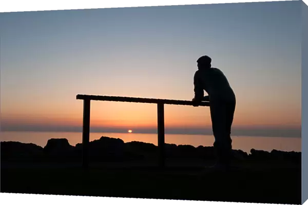 Bronze statue of fisherman watching the sunset, Port William