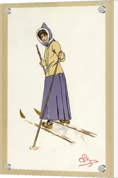 Skier turning back - Switzerland - 1900s