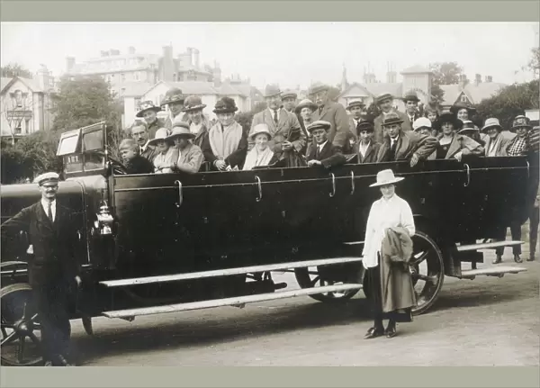 Motorised Charabanc Tour party about to depart (27 passengers plus the driver