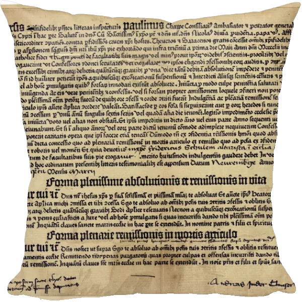 Fragment of a work produced by Gutenberg