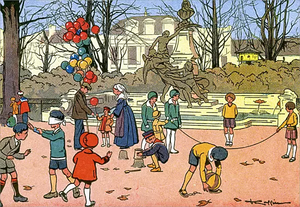 Children playing in a park, c. 1920