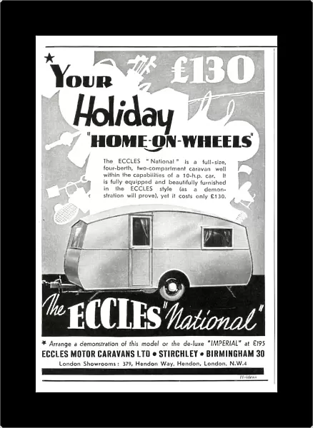 Advert for Eccles caravans 1939