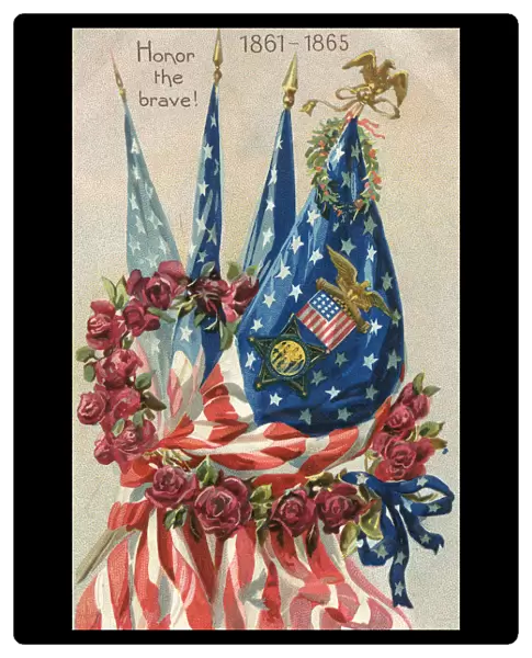 American patriotic postcard, commemorating the civil war