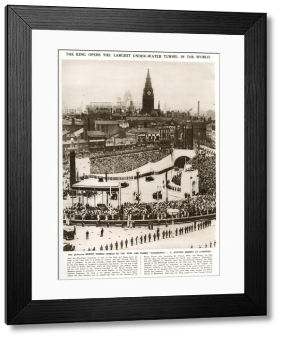 Framed Print : Opening Mersey Tunnel, Liverpool with Birkenhead Print 1934