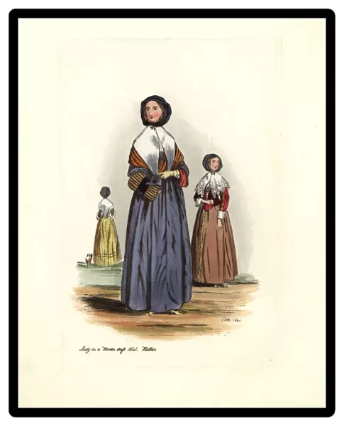 Lady in winter dress, 1641, reign of Charles I, from Hollar