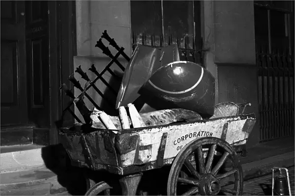 City of London handcart with scrap metal, WW2