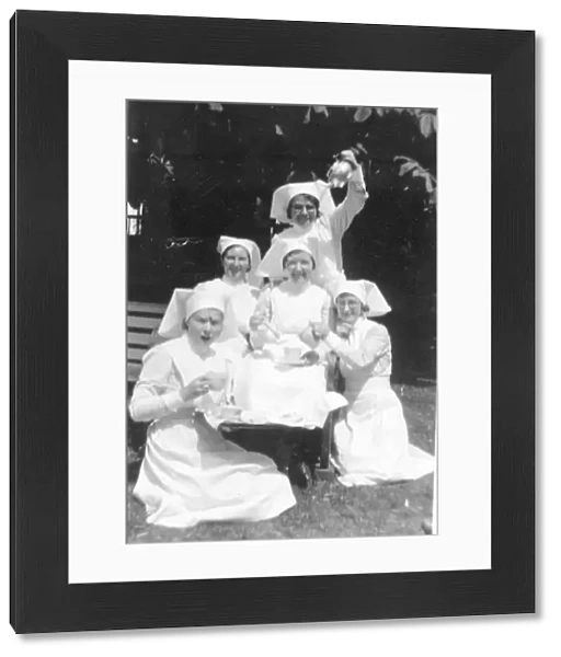 Six staff nurses in the grounds of Brook Fever Hospital, tak