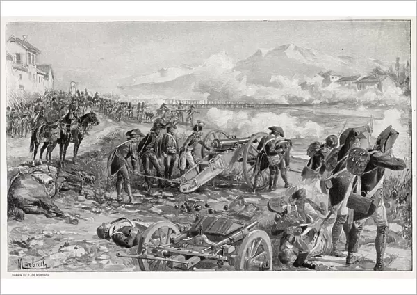 ITALIAN CAMPAIGN At the battle of LODI, Napoleon personally aims a cannon Date