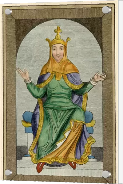 An unidentified Anglo-Norman Queen (1066 - 1100), seems happy to be sitting on the throne