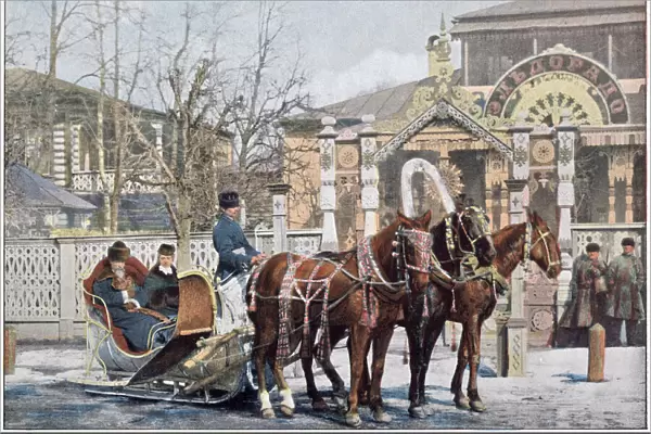 A Russian TROIKA - a three-horse sledge... Date: 1890s