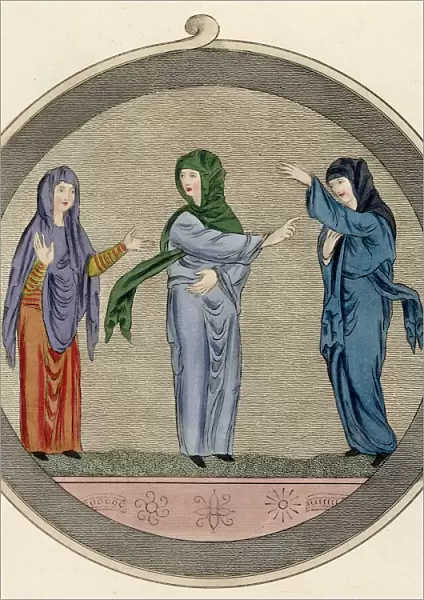 Anglo-Saxon women wearing long tunics & super-tunics or rocs