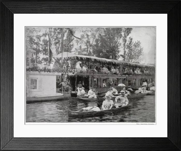 Framed Print : House-boats at Henley-on-Thames Print, 1896 Framed Print : House-boats at Henley-on-Thames Print, 1896