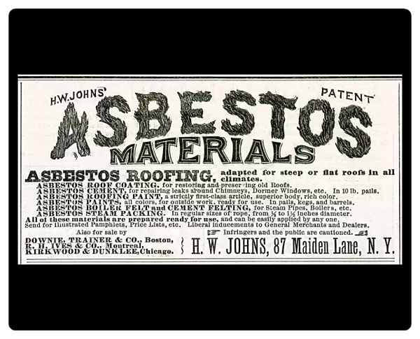 Advert for H. W Johns, asbestos materials for roofing 1875