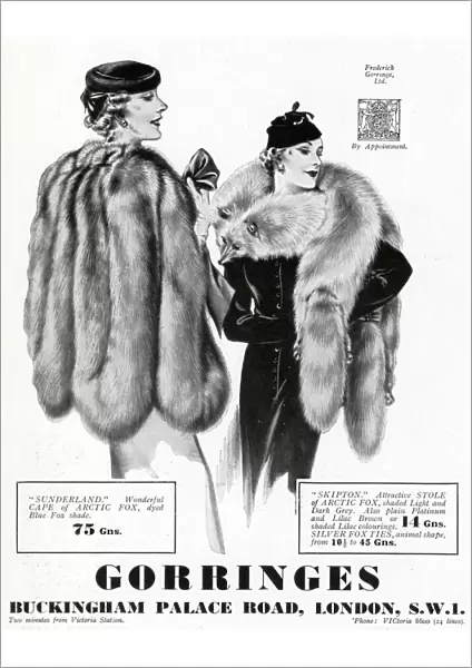 Advert for Gorringes womens furs 1937