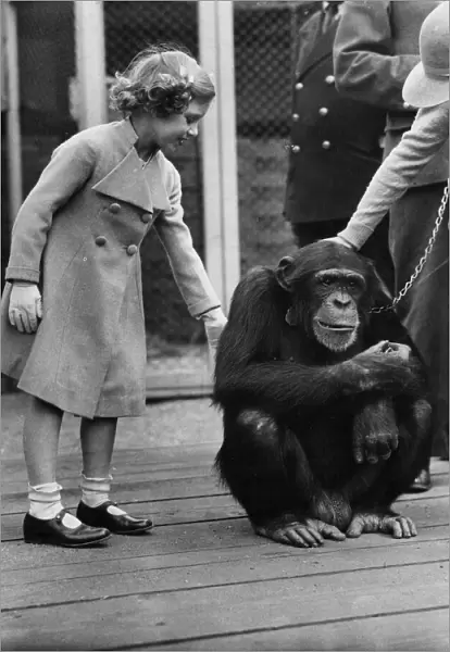 Princess Margaret with a chimpanzee