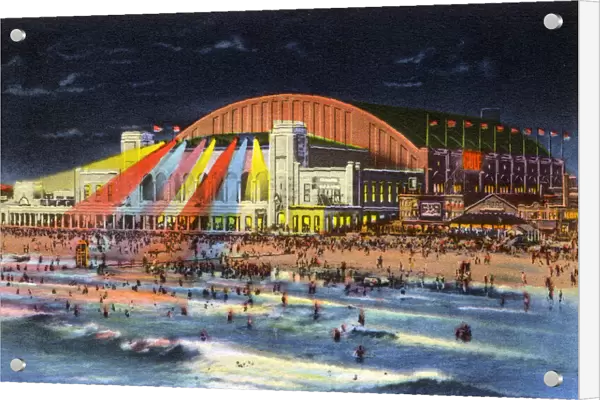 Night view of the Convention Hall, Atlantic City, New Jersey