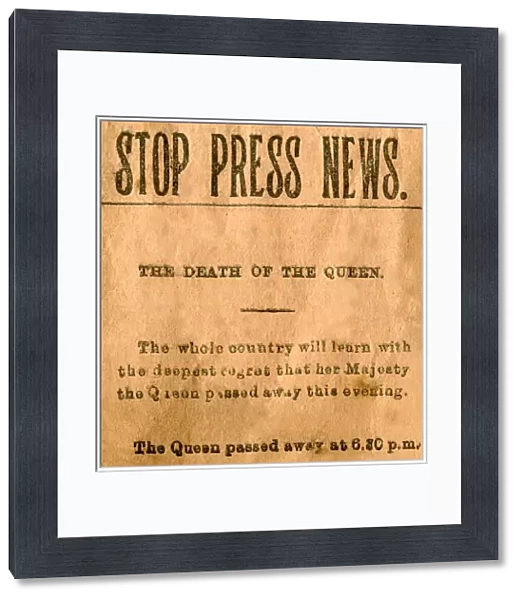 The Star newspaper stop press, death of Queen Victoria