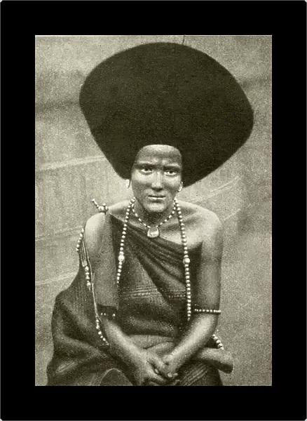 Woman with built-up hair, Abyssinia (Ethiopia), East Africa