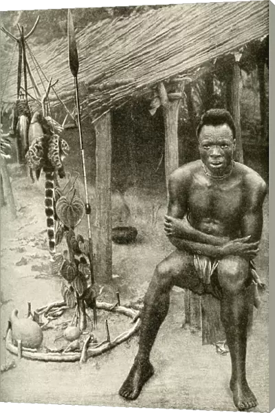 Village witch doctor, Belgian Congo, Central Africa
