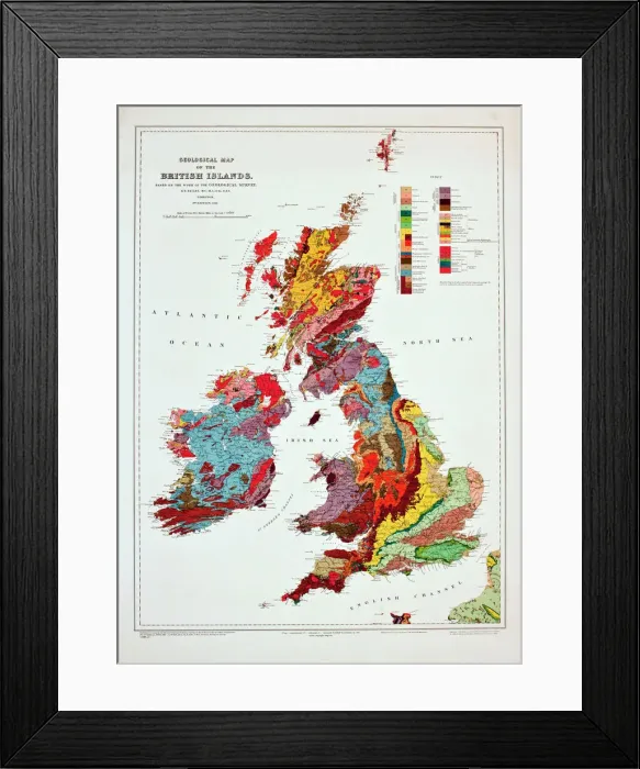 Framed Print : Geological Map of the British Islands Print 1941 Framed Print : Geological Map of the British Islands Print 1941