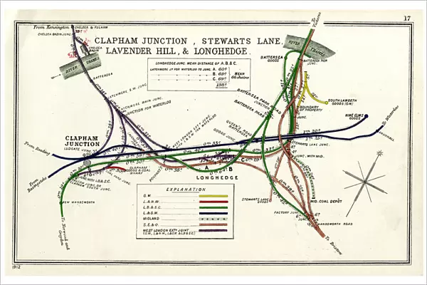 Railway map, Clapham Junction area, London