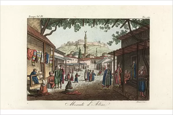 View of the market or bazaar in Athens, 18th century