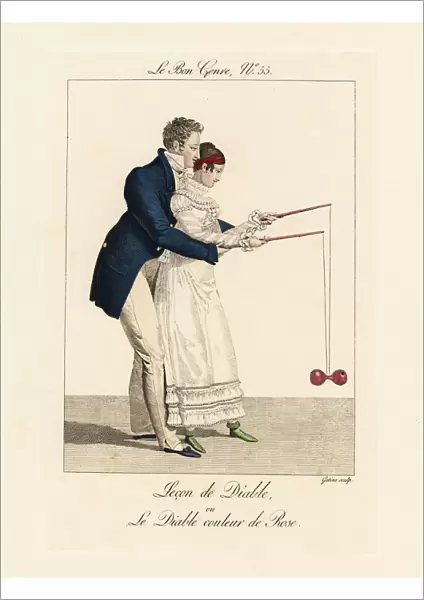A young fashionable man shows a girl how to