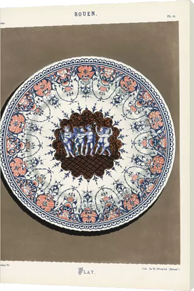 Decorative plate from Rouen with six putti