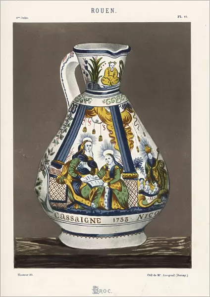 Pitcher or ewer from Rouen, France, early 18th century