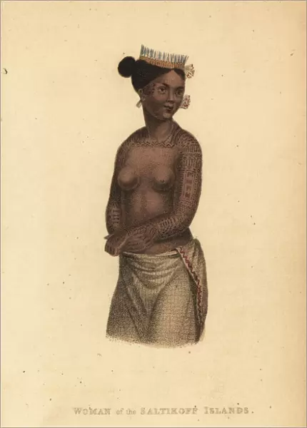 Native woman from the Saltikoff Islands, Marshall Islands