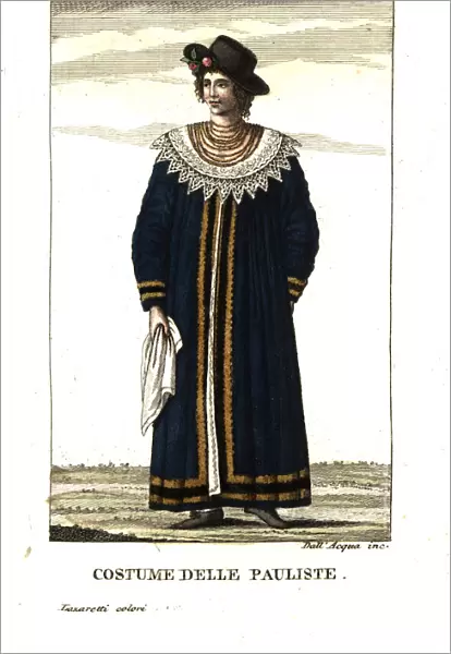 Costume of a Paulista, woman of Sao Paulo, Brazil