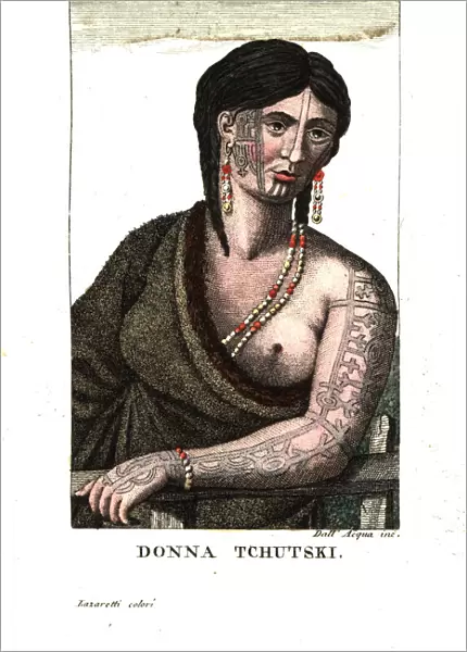 Chukchi woman with tattoos on her cheek, chin