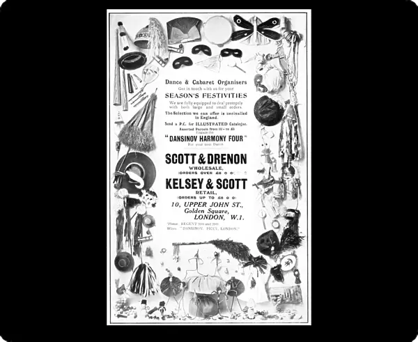 Advert for cabaret and carnival novelties, London, 1922